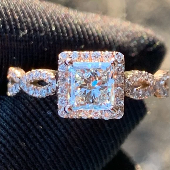 14k Princess Cut Infinity Ring
